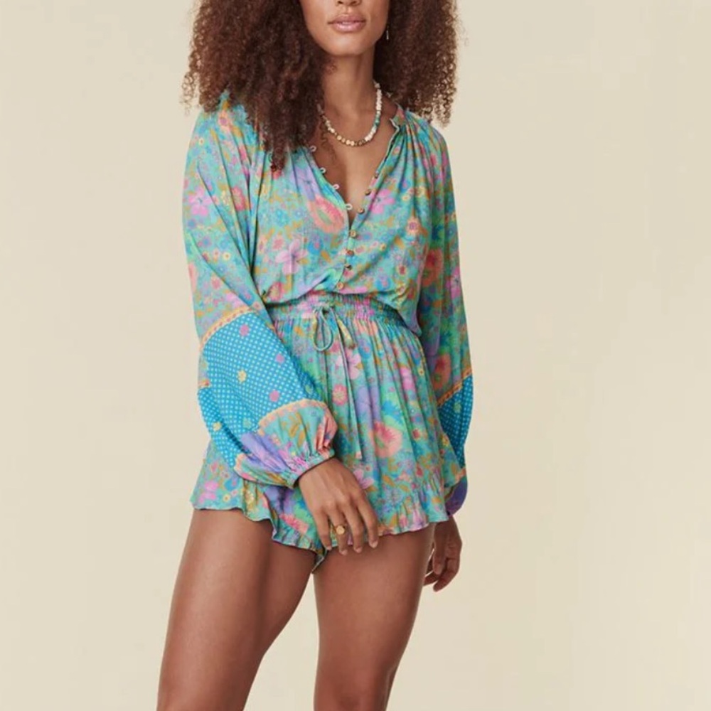 Hibiscus Lane Romper in Lagoon